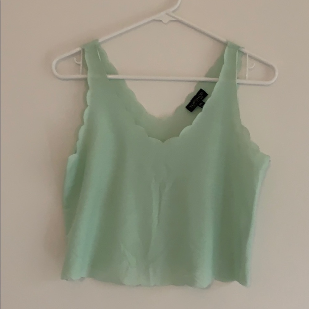 Topshop mint scalloped crop top